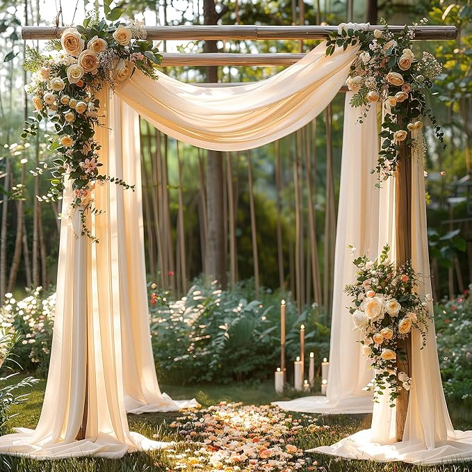 Champagne Wedding Arch Draping Fabric 1 Panel 30'' x 20FT Champagne Drapes - Image 5