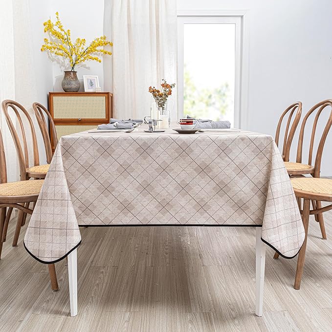 MYSKY HOME Table Cloth 60x120 in Rectangle, Heavy Duty Linen Look Waterproof by MYSKYHOME
