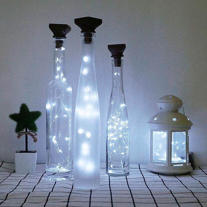 Decorman 10 Pack Solar Wine Bottle Lights 20 LEDs Waterproof Fairy Cork String - Image 3