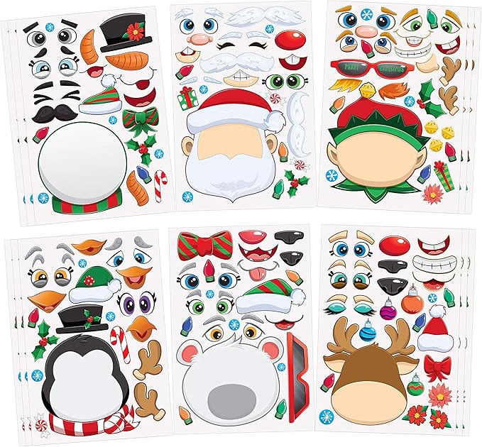 JOYIN 24 Pcs Christmas Make-a-face Stickers, Make Your Own Characters Mix and by JOYIN