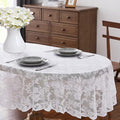 LinenZone White Oval Tablecloth by LinenZone