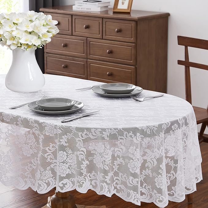 LinenZone White Oval Tablecloth by LinenZone