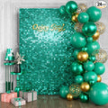 Qcity Emerald Green Shimmer Wall Backdrop 24PCS, Square Sequin Glitter Backdrop by QCITY