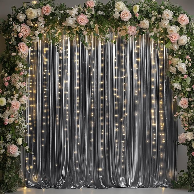 20ftx10ft Black Silver Glitter Sequin Backdrop Curtain - Image 4