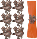 Halatool Thanksgiving Bronze Turkey Napkin Rings Set of 6, Funny Metal Festival by HALATOOL