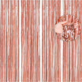 BTSD-home 4 Pack Rose Gold Foil Fringe Curtain, Metallic Photo Booth Backdrop by BTSD-home