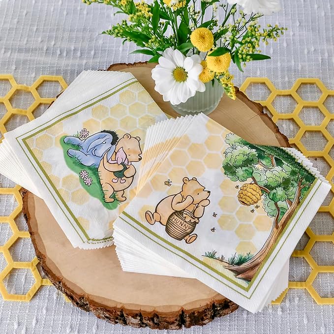 Kate Aspen Honey Bear 78-Piece Winnie Baby Shower Plates and Cups and Napkins - Image 3