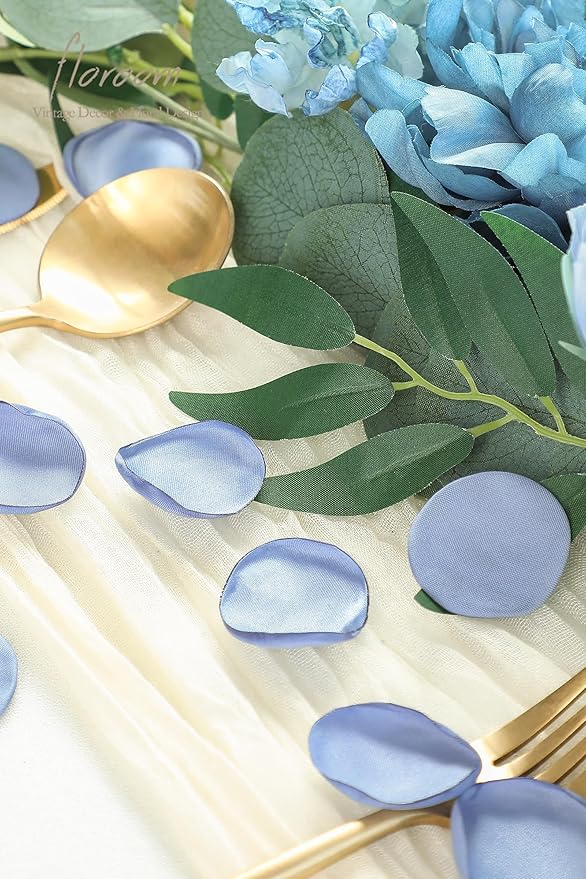 Floroom 300pcs Rose Petals Dusty Blue Faux Silk Flower Petals - Image 4