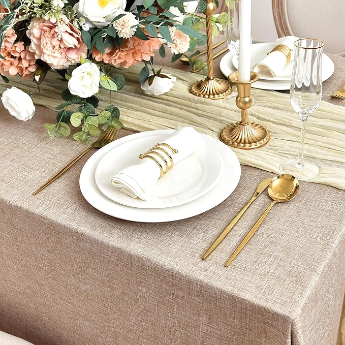 Fitable Faux Linen Tablecloths for Rectangle Tables: Water & Stain Resistant - Image 3