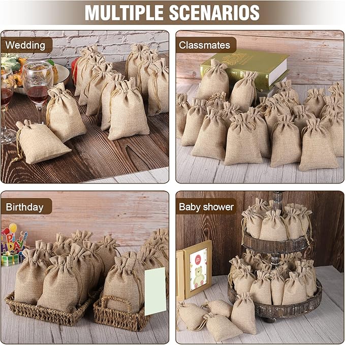 ANPHSIN 75 Pcs Small Burlap Gift Bags - Image 7