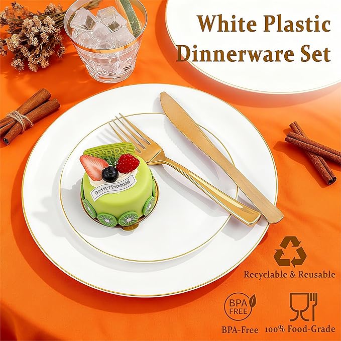 Festiva 350Pcs Gold Plastic Plates - Image 7