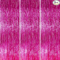PartyWoo Hot Pink Foil Fringe Curtain Red Rose Streamers 3pcs 8.2ft Magenta by PartyWoo