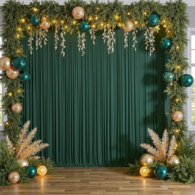 40ftx10ft Wrinkle FreeHunter Green Backdrop Curtains - Image 7