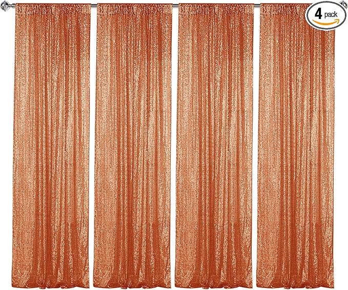 Sugargirl Orange Sequin Backdrop Curtain 4 Panels 2FTx8FT Glitter Orange by Sugargirl