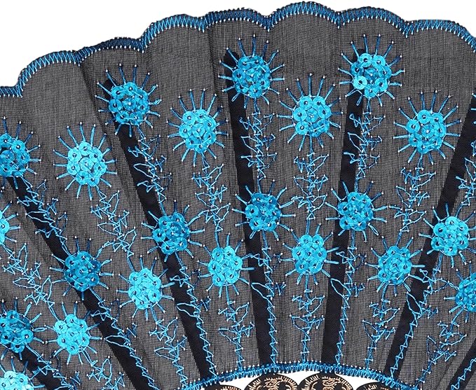 QIRMIZI 30 Pack Fabric Folding Handheld Fans, and Dancing, Light Blue - Image 4