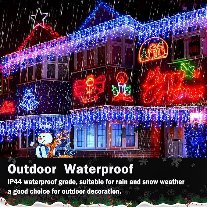 KNONEW Christmas Lights Outdoor Decorations 400 LED 33ft 8 Modes Curtain String - Image 7