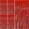 Red Tinsel Foil Fringe Curtains Wavy Backdrop by BOMSI