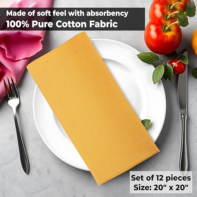 Urban Villa Cloth Napkins 100% Cotton Slub Absorbent Dinner Napkins Oversized - Image 9