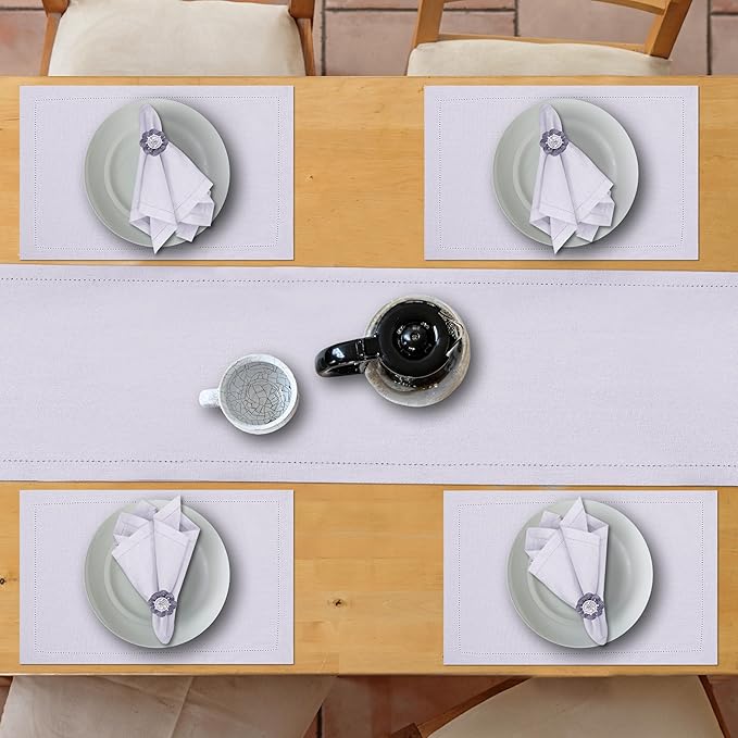 Ruvanti Linen Table Runner 60 Inches, Classic Hemstitch, Non-Slipping, Stain - Image 8