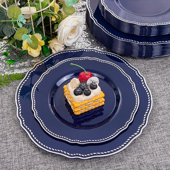 Hioasis 60pcs Blue Plastic Plates - Image 7