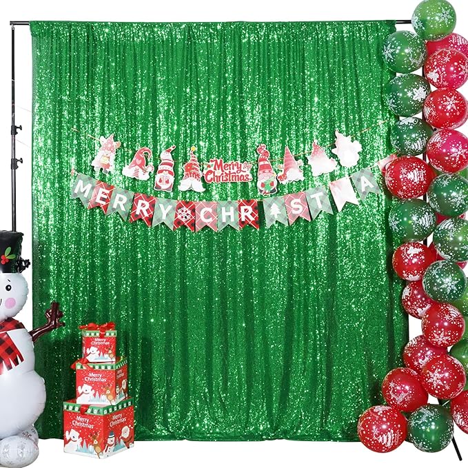Poise3EHome Green Sequin Backdrop, 6FT x 8FT Green Sequin Photography Backdrop - Image 3