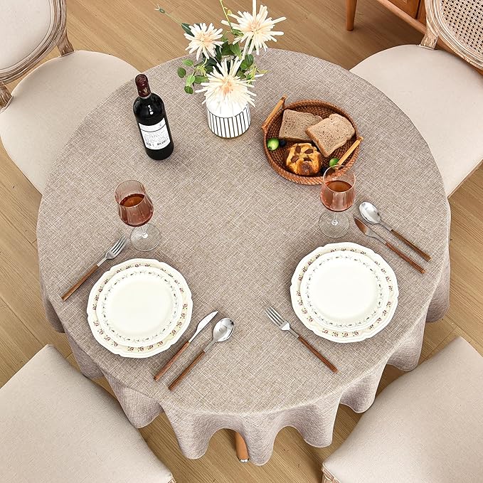 Fitable Faux Linen Round Tablecloths 90 Inch, 6 Pack - Image 7