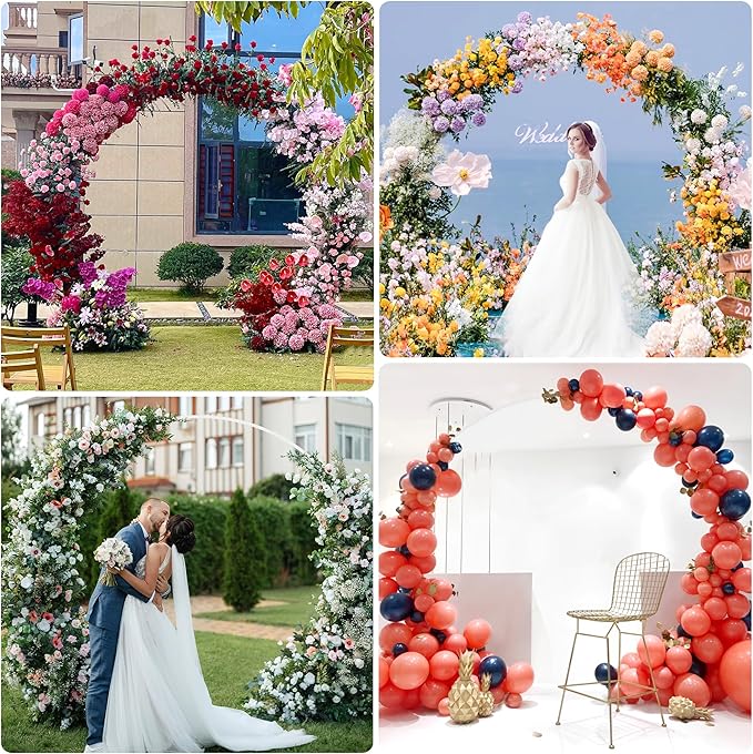 Asee'm 8.5FT White Wedding Arch Round Backdrop Stand Large Circle Metal Floral - Image 6