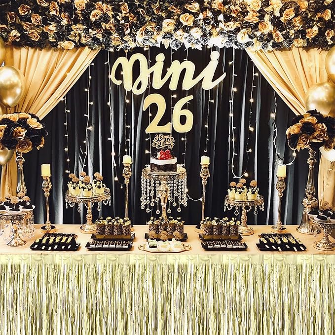 4 Pack 29x108 Inch Metallic Foil Fringe Tinsel Table Skirts - Image 6