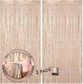 2 Pack Laser Champagne Foil Fringe Backdrop Curtains, Tinsel Streamers Birthday by Voircoloria