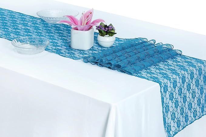 MDS Pack of 25 Wedding 12 x 108 inches Lace Table Runner by MDS