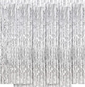 5 Pack Silver Fringe Backdrop 3.2ft x 8.2ft Silver Foil Fringe Curtains Party by Ohiyoo