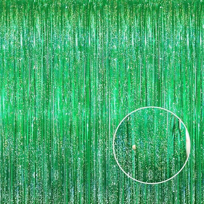 GOER 3.2 ft x 8.2 ft Metallic Tinsel Foil Fringe Curtains Party Photo Backdrop by GOER