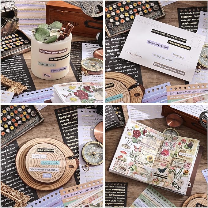 3000+ Pcs Word Stickers for Journaling, 50 Sheets Gold Foil Art Scrapbook Quote - Image 3