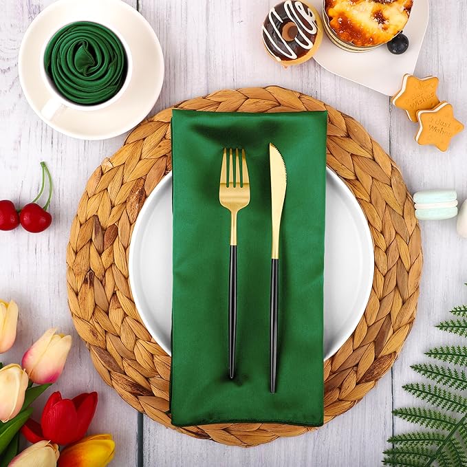 ANECO 16 Pack Square Satin Napkin Bright Silk Table Napkin Soft Smooth Fabric - Image 5