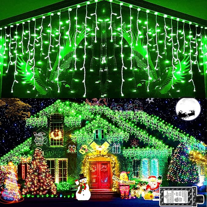 KNONEW Christmas Lights Outdoor Decorations 400 LED 33ft 8 Modes Curtain Fairy by KNONEW