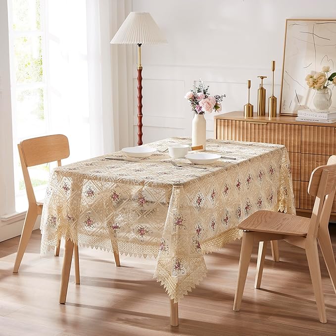 Warm Home Designs 60 x 84 Rectangular Tablecloth. Use Gold Macrame Tablecloth by WarmHomeDesigns