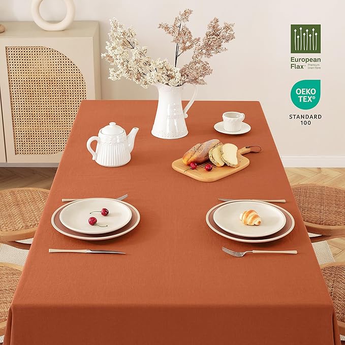 100% Pure Linen Tablecloths 60x120Inches, Rectangle Table Cloth - Image 4