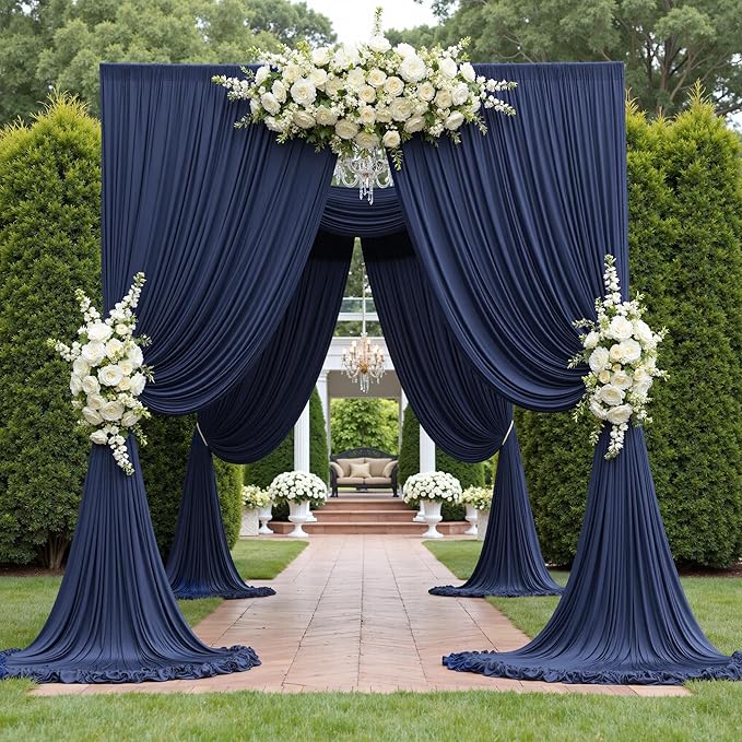 10x10ft Wrinkle Free Navy Blue Backdrop Curtains - Image 7