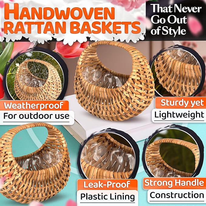 Small Flower Girl Basket Set of 2 – Small Wicker Basket - Image 3