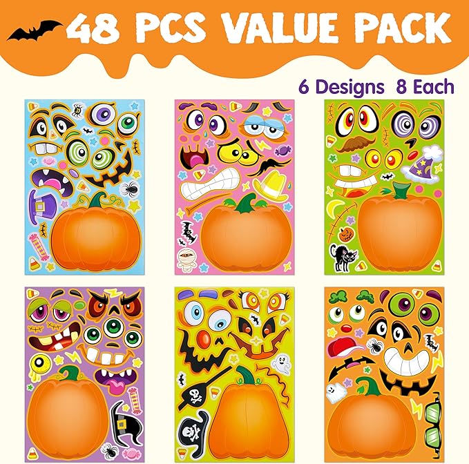 JOYIN 48 Pcs Halloween Pumpkin Stickers - Image 2