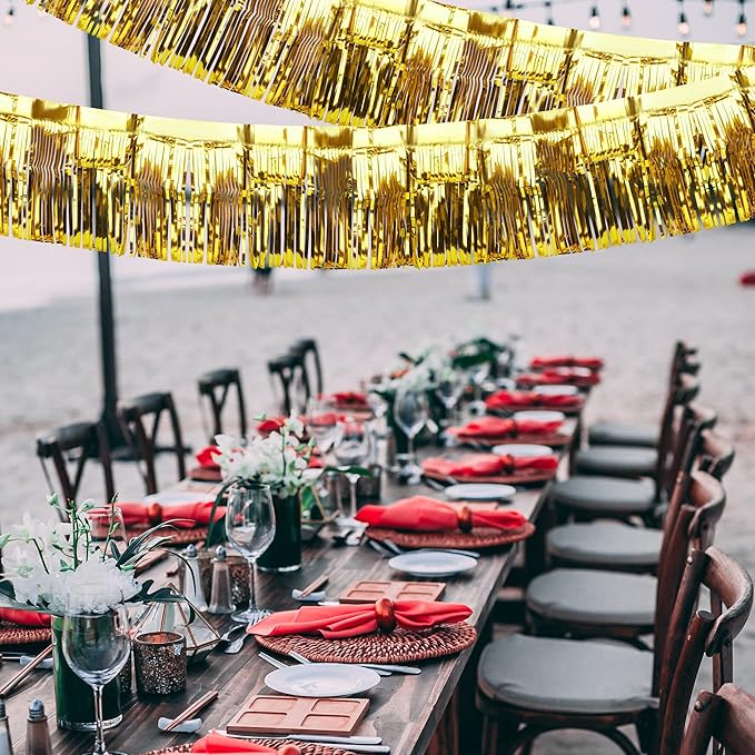 4 Pack Iridescent Float Fringe Curtains, Metallic Foil Fringe Garland Shiny - Image 7