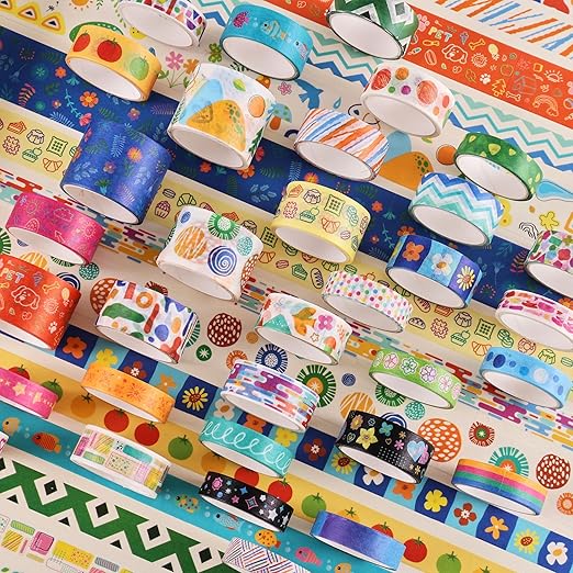 emmoolife 40 Rolls Washi Tape Set, Vibrant Color Palette-Themed Cute Decorative - Image 7