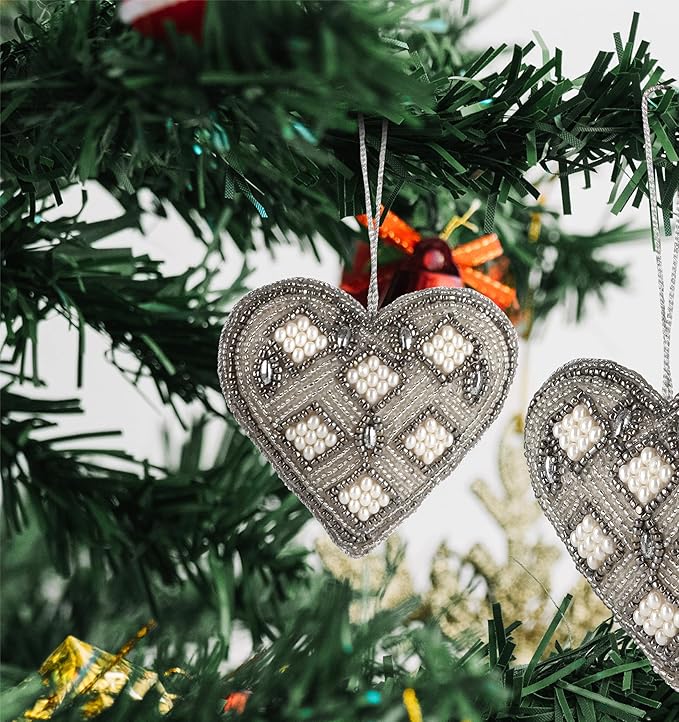 Beaded Heart Hanging Ornaments - Image 4