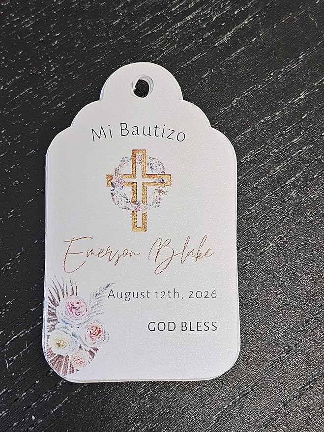 Mi Bautizo Baptism Christening Personalized Thank You Tags 20 pcs - Image 6