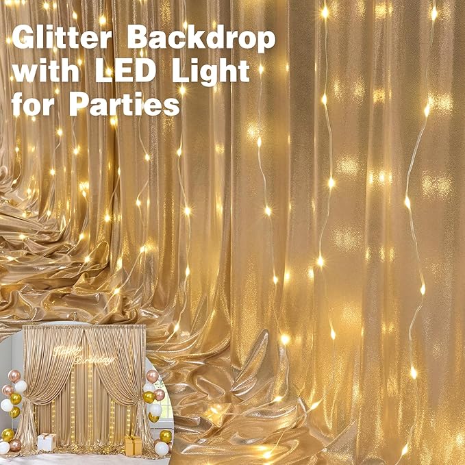 30x10 ft Champagne Sequin Backdrop Curtain - Image 7