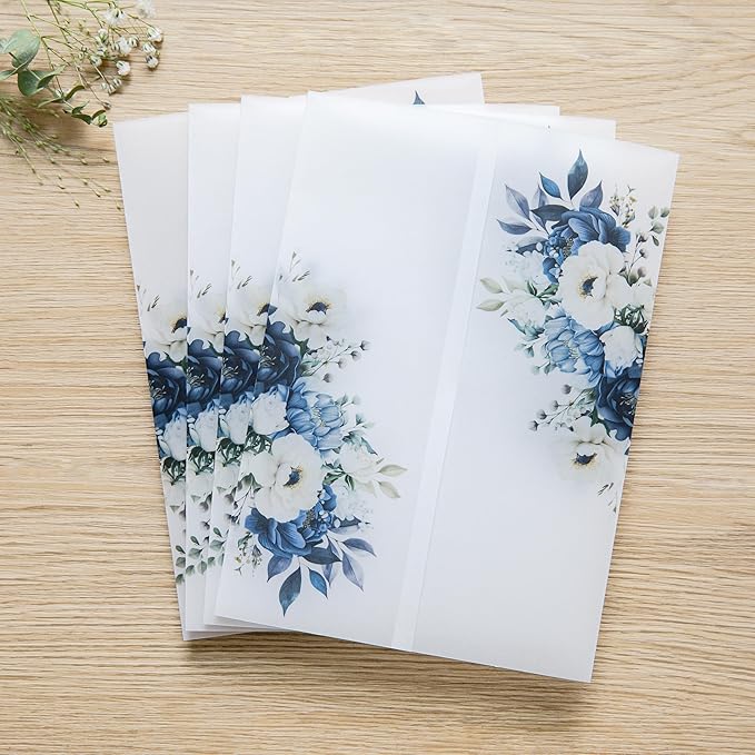 PONATIA 50PCS Vellum Jackets for 5x7 Invitation Cards- 135GSM Dusty Blue - Image 2