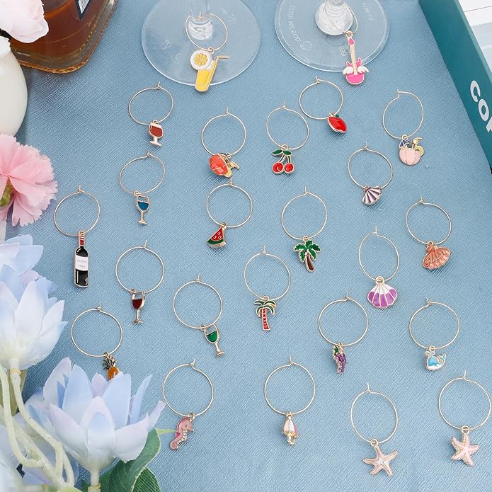 Wine Glass Charms Wine Charms for Stem Glasses Glass Markers Identifiers Tags - Image 2