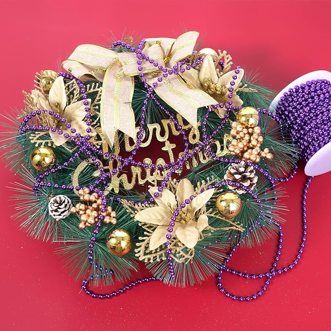 Faux Purple Pearl Beads Garland - 6mm Christmas Tree Beads 22 Yards Spool Pearl - Image 5