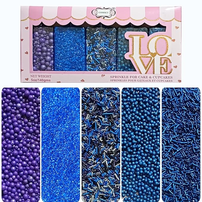Confect Edible Cake Sprinkles – Decorating Mix | Navy & Blue Purple Pearls by CONFECTTHECAKEDECORATINGCO