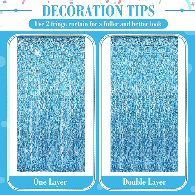Jutom 6 Pieces 3.3 x 6.6 ft Wavy Tinsel Foil Fringe Curtains Foil Fringe - Image 4